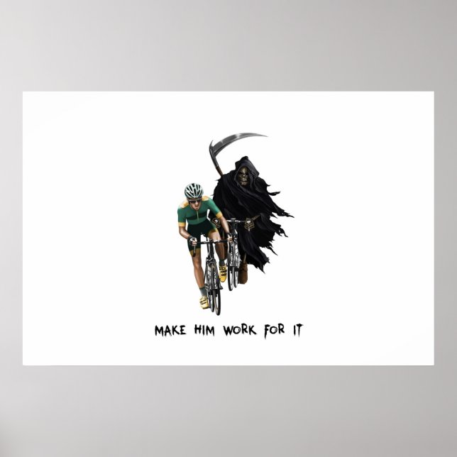 Póster Grim Reaper perseguindo ciclista (Frente)