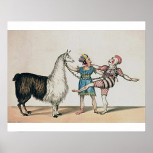 Poster Grimaldi e a alpaca, na pantomima popular