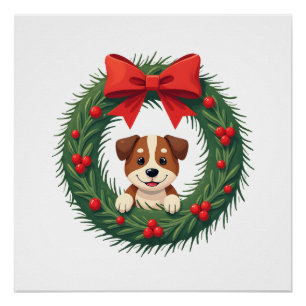 Póster Grinalda De Natal De Nariz De Cachorro Fofo Mãe De