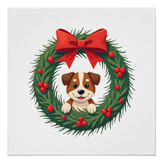 Póster Grinalda De Natal De Nariz De Cachorro Fofo Mãe De (Frente)