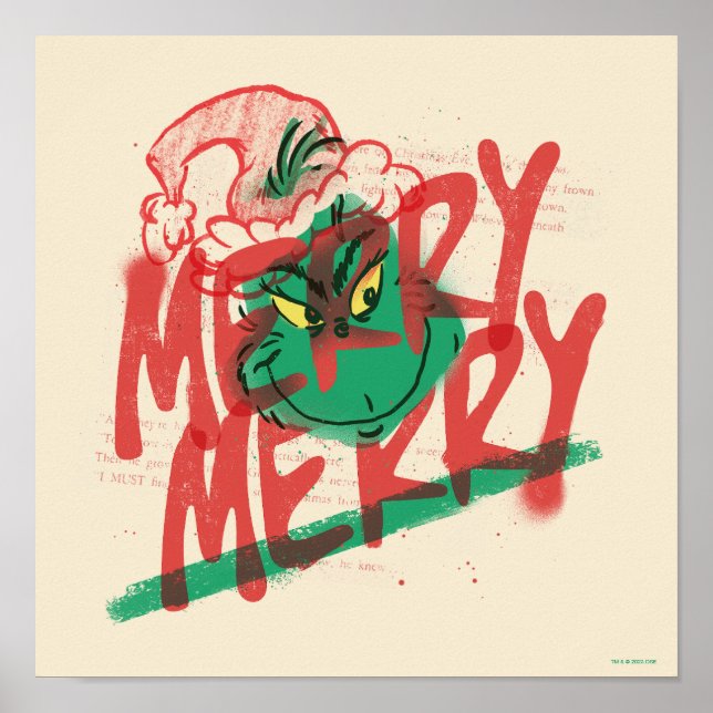 Poster Grinch | Alegre Alegre Gráfico Grunge (Frente)