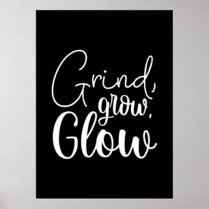 Poster Grind, Crescer, Brilhar, Hustle, Gym, Motivação De