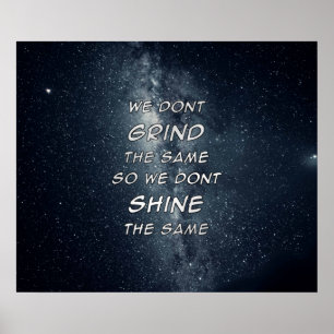 Poster Grind & Shine Stars Inspiração Motivacional