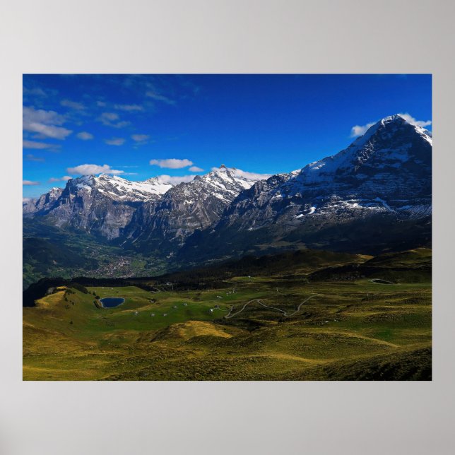 Poster Grindelwald e Alpes suíços (Frente)