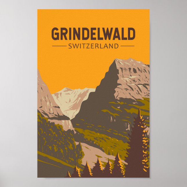 Poster Grindelwald Suiça Art Vintage (Frente)