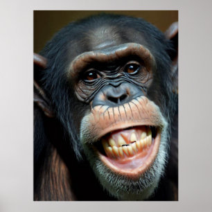 Poster Grinning Chimpanzé