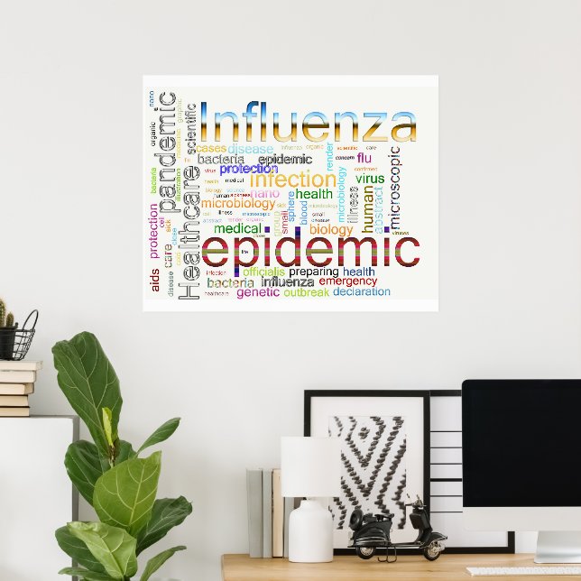 Poster gripe influenza Texto Relacionado (Escritório em casa)