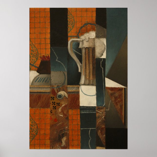 Poster Gris - Cartas de Baralho e Copo de Cerveja (Frente)