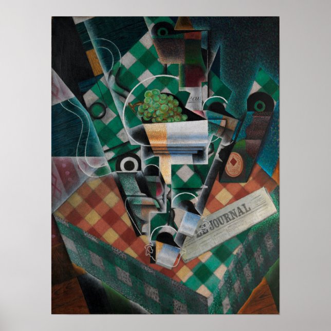 Poster Gris - Natureza-Morta com Toalha de Mesa Xadrez 19 (Frente)