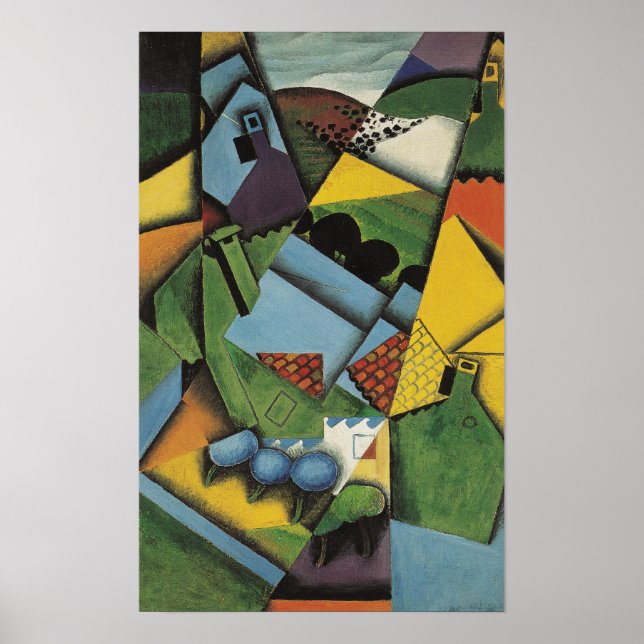 Poster Gris - Paisagem e Casas em Ceret (Frente)