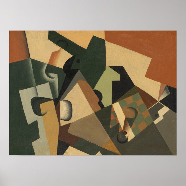 Poster Gris - Vidro e Tabuleiro de Xadrez 1917 (Frente)