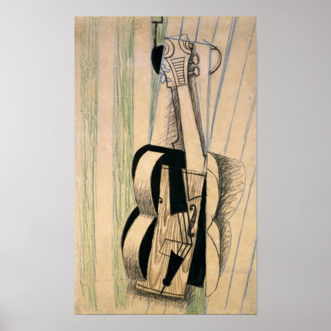 Poster Gris - Violino Preso Em Uma Parede (Frente)