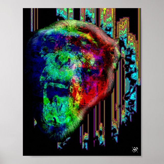 Poster Gritando chimp psíquico v1 (Frente)
