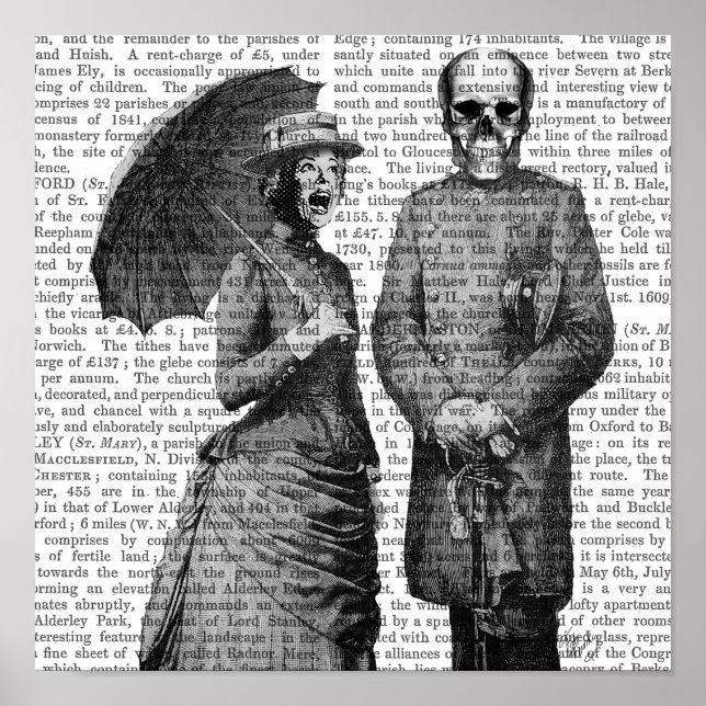 Póster Gritando Mulher e Caveira (Frente)