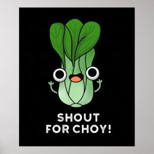 Poster Grite Por Chow Funny Veggie Bok Choy Dark BG
