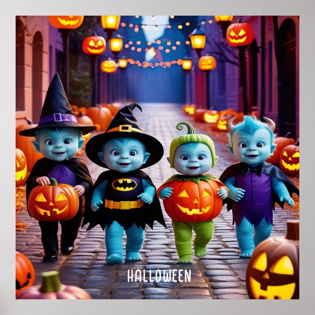 Poster Grito de Aliens ou Cena de Halloween dos Tratadore (Frente)