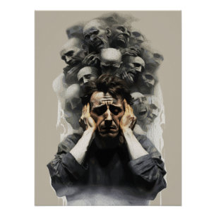 Póster Grito Surreal – Pintura Abstrata Emocional Escura
