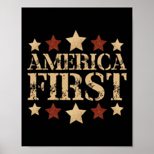 Poster Gritty Bold Retro Slogan Político América Primeiro