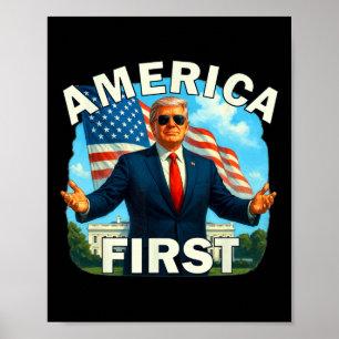 Poster Gritty Bold Retro Slogan Político América Primeiro
