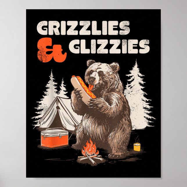 Poster Grizzlies &amp; Glizzies Eating Hotdog Meme Funny  (Frente)