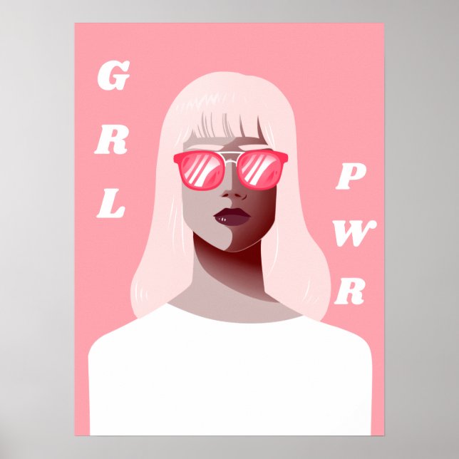 Poster GRL PWR Moderna Ilustração Feminista (Frente)