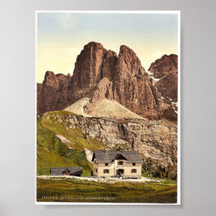 Póster Grodnerjoch, hospício e Sella, Tirol,