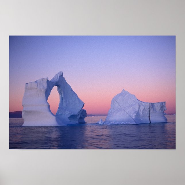 Póster Groelândia, Iceberg no pôr do sol. (Frente)