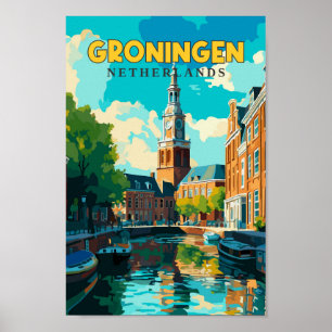 Poster Groningen Países Baixos Viagem Art Vintage