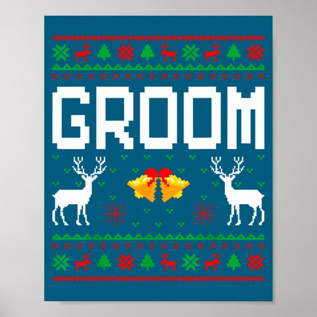 Poster Groom bride married couple ugly christmas sweater  (Frente)
