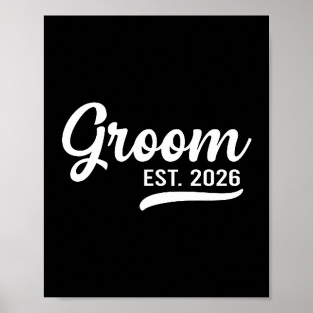Poster Groom Est 2026 Just Married Honeymoon Wedding Groo (Frente)