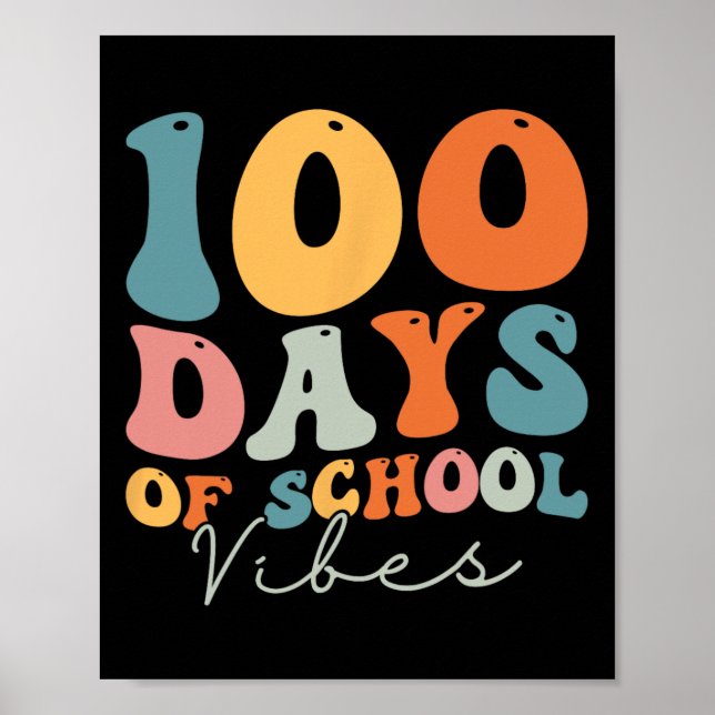 Poster Groovy 100 Dias De Escola Vibes Meninas Professora (Frente)