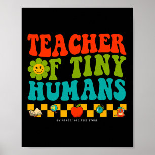 Poster Groovy 100 Dias De Professora De Crianças Escolare