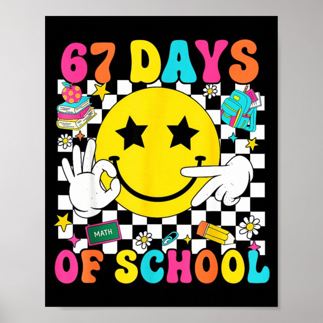 Poster Groovy 67º Dia De Aula 67 Meme Professor Menino Me (Frente)