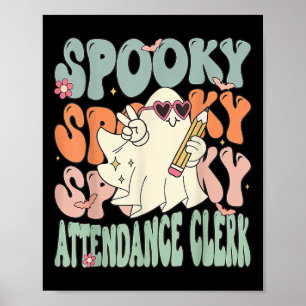 Poster Groovy Attendance Clerk Dia de as Bruxas engraçado