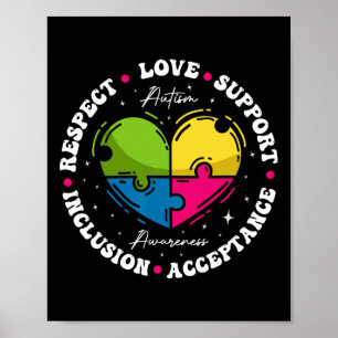 Poster Groovy Autism Consciência Respeito Amor Suporte Az