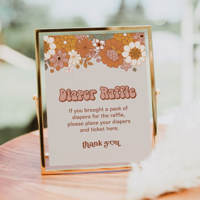 Poster Groovy Baby Fralda Raffle Sinal (Criador carregado)