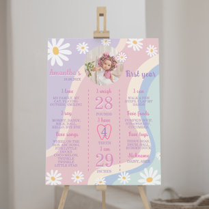 Poster Groovy Boho Daisy Primeiro Sinal de Marcha de Aniv