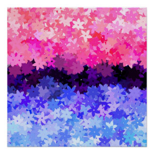 Póster Groovy Boho Quirky Retro Floral Orgulho Omnissexua