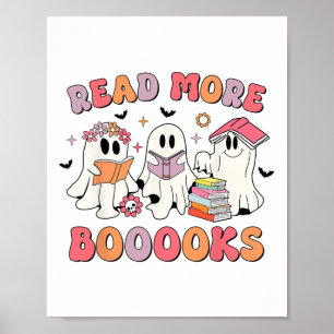 Poster Groovy Boooks Ghost Leia Mais Livros Engraçado Pro