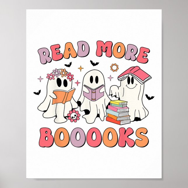 Poster Groovy Boooks Ghost Leia Mais Livros Engraçado Pro (Frente)