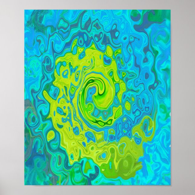 Poster Groovy Chartreuse e Aquamarine (Frente)