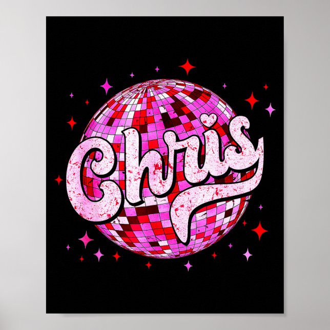 Poster Groovy Chris First Name D I Love Chris Tees Meme  (Frente)