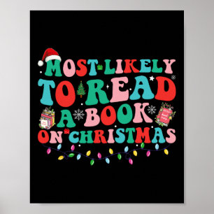 Poster Groovy Christmas Mais Provável Para Ler Um Livro S