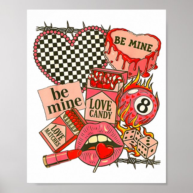 Poster Groovy Coquette Western Valentines Day Collage Cli (Frente)