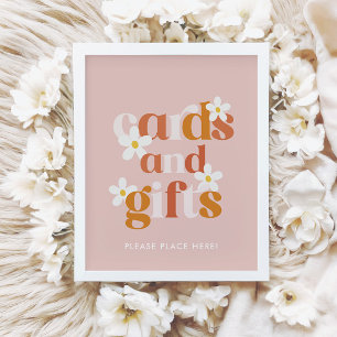 Poster Groovy Daisy Modern Boho Cartões e presentes de an