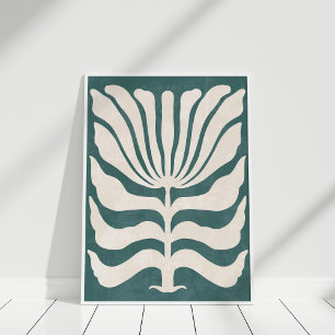 Poster Groovy Dusty Teal Abstrato Flower Wall Art