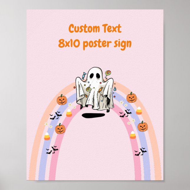 Poster Groovy Ghost Halloween Sinal Personalizado de Aniv (Frente)
