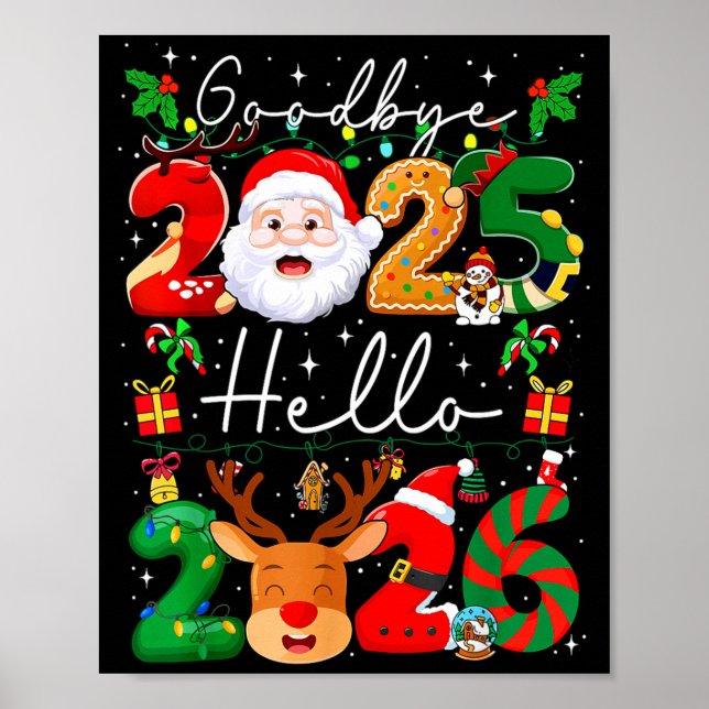 Poster Groovy Goodbye 2025 Hello 2026 Happy New Years Eve (Frente)