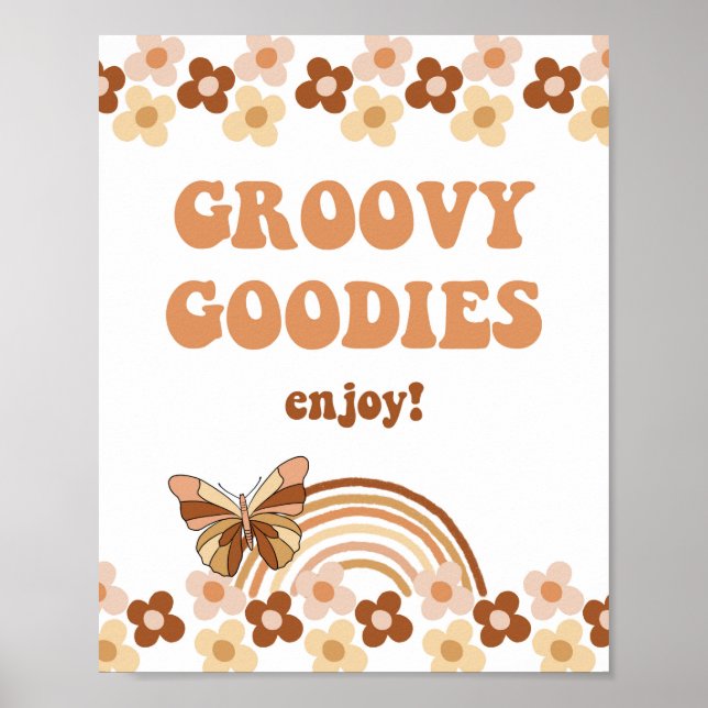 Poster Groovy Goodies Retro Hippie - Sinal do Partido (Frente)
