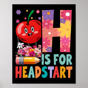 Poster Groovy H é para Headstart Diversão Ck para a Escol